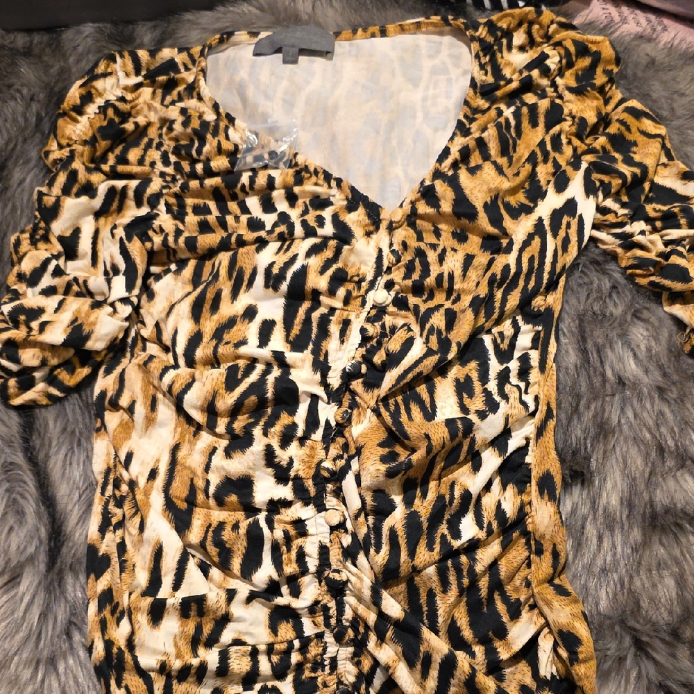 Sunday in Brooklyn Animal Print Ruched Blouse